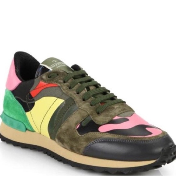 Valentino Shoes - VALENTINO MIXED MEDiA CAMO SNEAKERS SZ 7